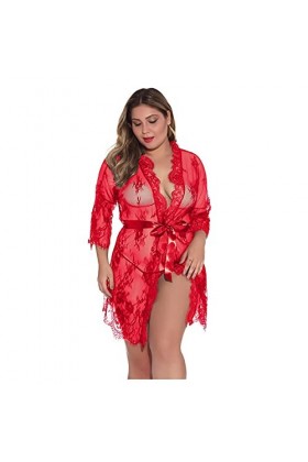 liaddkv Femmes Sexy Lingerie Deep V Teddy Vêtements de Nuit avec Culotte Femme Lingerie Femme Enceinte, rouge, XXL