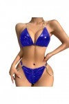 liaddkv Ensemble de lingerie avec armatures pour femme - Deux pièces - Lingerie - Sous-vêtements de nuit avec armatures, bleu