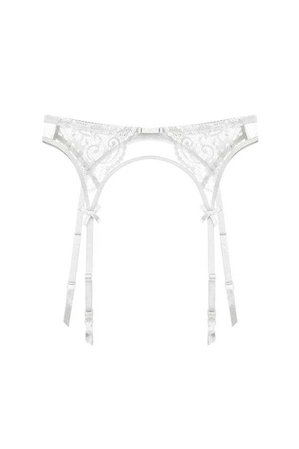 HNYBD Ensemble de lingerie rétro avec porte-jarretelles et bas en dentelle pour femme, Noir , L