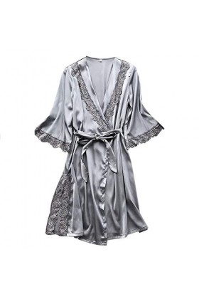 liaddkv Pyjama sexy pour femme - Dentelle - Ceinture - Sous-vêtements - Lingerie - Body entier, gris, M