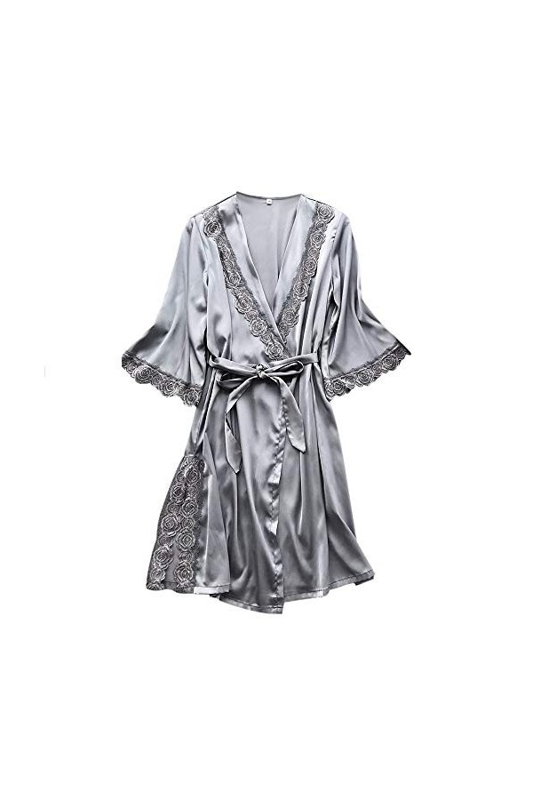 liaddkv Pyjama sexy pour femme - Dentelle - Ceinture - Sous-vêtements - Lingerie - Body entier, gris, M