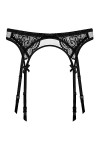 HNYBD Ensemble de lingerie rétro avec porte-jarretelles et bas en dentelle pour femme, Noir , L