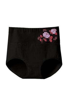 Femme Couleur Unie Taille Haute Imprimé Fleuri Grande Taille Lâche Confortable Coton Matière sous-vêtement décontracté Brassi