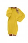 FGUUTYM Mini robe à manches longues sexy et chaude avec poche à manches longues - Pull noir avec fleurs, jaune, M