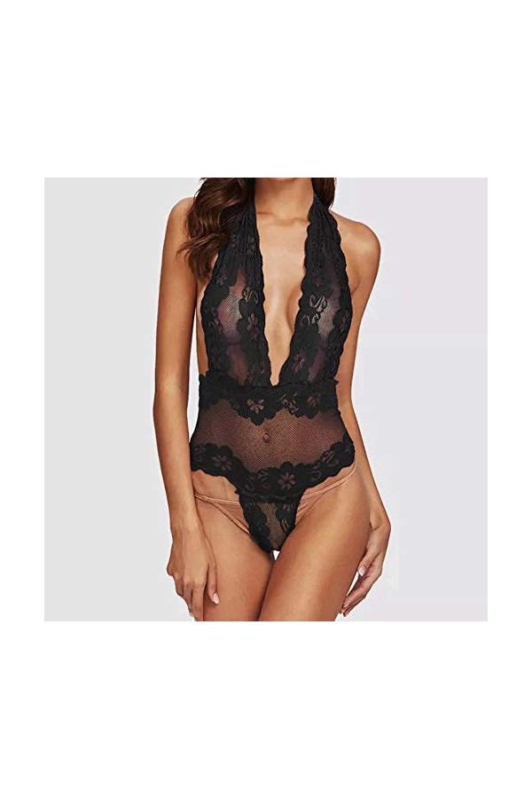 Sexy Porte Jarretelles Soutiens Gorge et G-String Lingerie Résille Vêtements de Nuit Résille Creux Sexy Saint Valentin Costum
