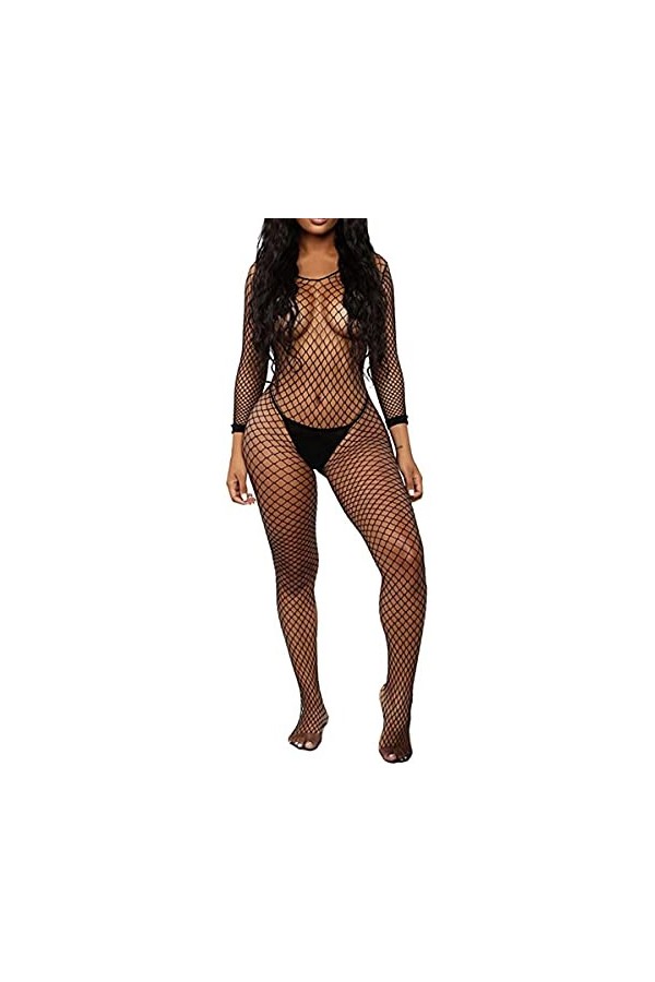 Buitifo Femmes Bas de Lingerie Bodystocking Fishnet Bodys Sexy Nuisettes Black TGB