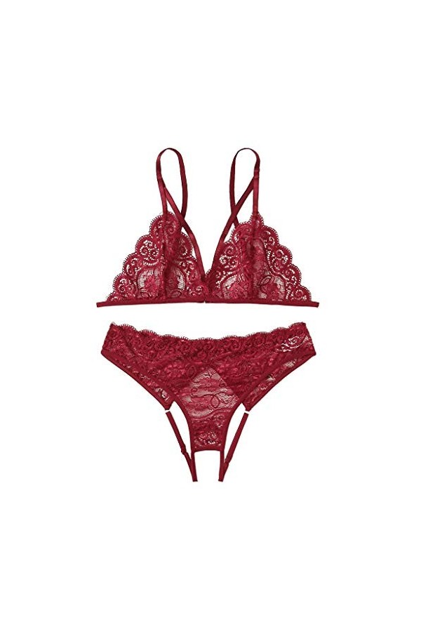 Femme Lingerie Sexy Ensemble Dentelle Ensemble Soutien Gorge et String 2 Pièce sous-Vetements Sexy Vêtements De Nuit Erotique