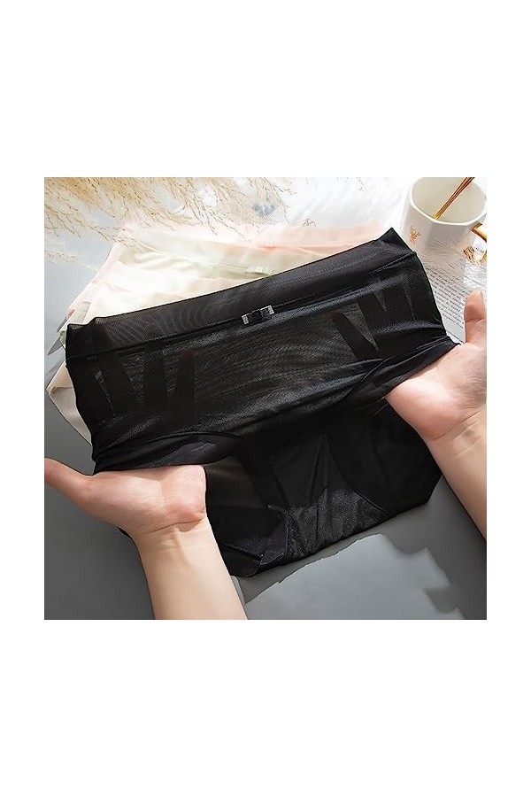 Culottes Femme en Pur Coton et Soie String Elasticité Slips Taille Haute Pantalons Triangle Stretch Shorts Couleur Unie Tanga