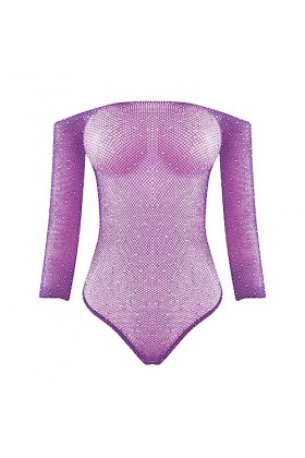 PTLLEND Lingerie Latex Taille S pour femmes Body résille siamois Strass Sexy Mesh Lingerie Onesie Jumpsuit Lingerie Sexy Hot 