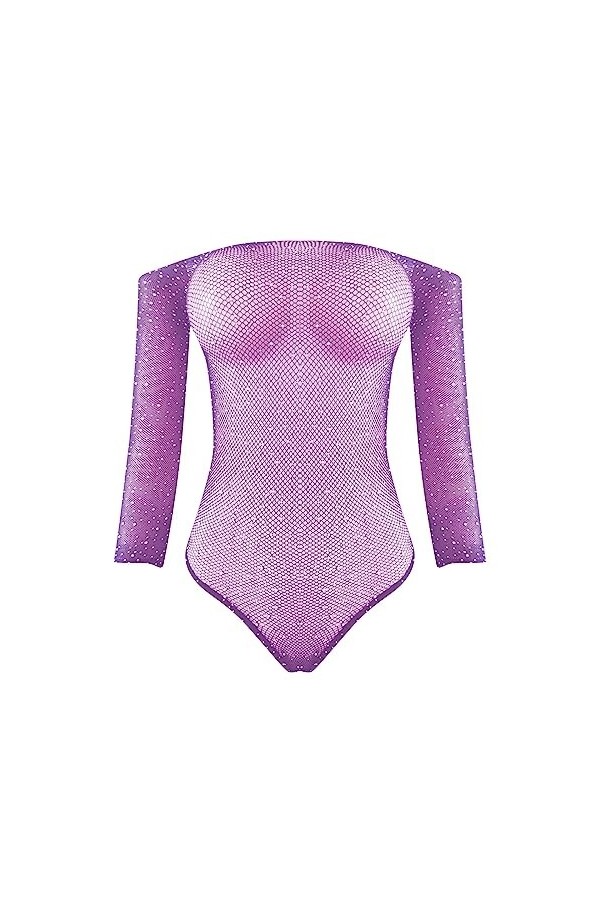PTLLEND Lingerie Latex Taille S pour femmes Body résille siamois Strass Sexy Mesh Lingerie Onesie Jumpsuit Lingerie Sexy Hot 