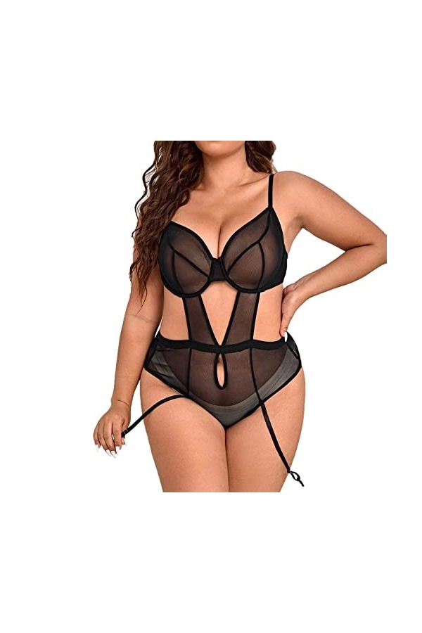 ADMAY 2023 New y/2k Style Lingerie Lingerie Moulante sans Manches en Maille Transparente pour Femmes Soutien Gorge Cuir Blac