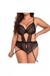 ADMAY 2023 New y/2k Style Lingerie Lingerie Moulante sans Manches en Maille Transparente pour Femmes Soutien Gorge Cuir Blac