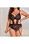 ADMAY 2023 New y/2k Style Lingerie Lingerie Moulante sans Manches en Maille Transparente pour Femmes Soutien Gorge Cuir Blac