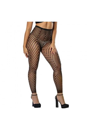 UOWEG Women Sexy Hollow Fishnet Stockings Leggings Transparent Erotic Stockings Lingerie Satin Rouge Black, One Size 