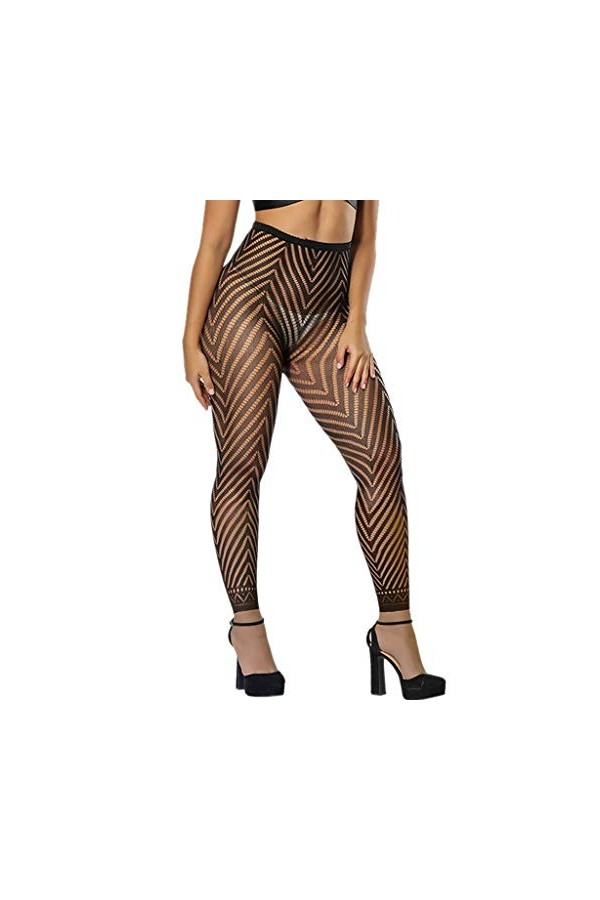 UOWEG Women Sexy Hollow Fishnet Stockings Leggings Transparent Erotic Stockings Lingerie Satin Rouge Black, One Size 
