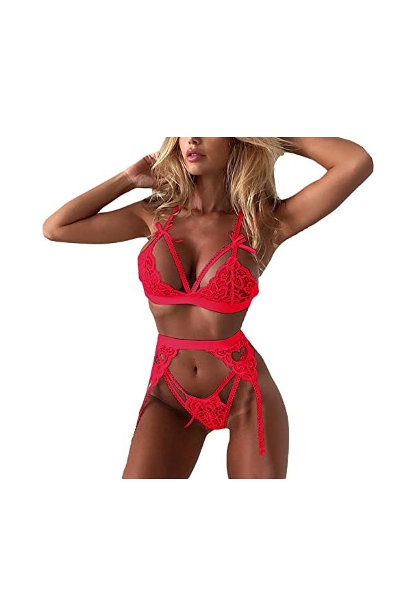 Femme sous-Vetements Erotique Lingerie Sexy Ensemble Dentelle Vêtements De Nuit Sexy Ensemble Soutien Gorge et String 2 Pièce