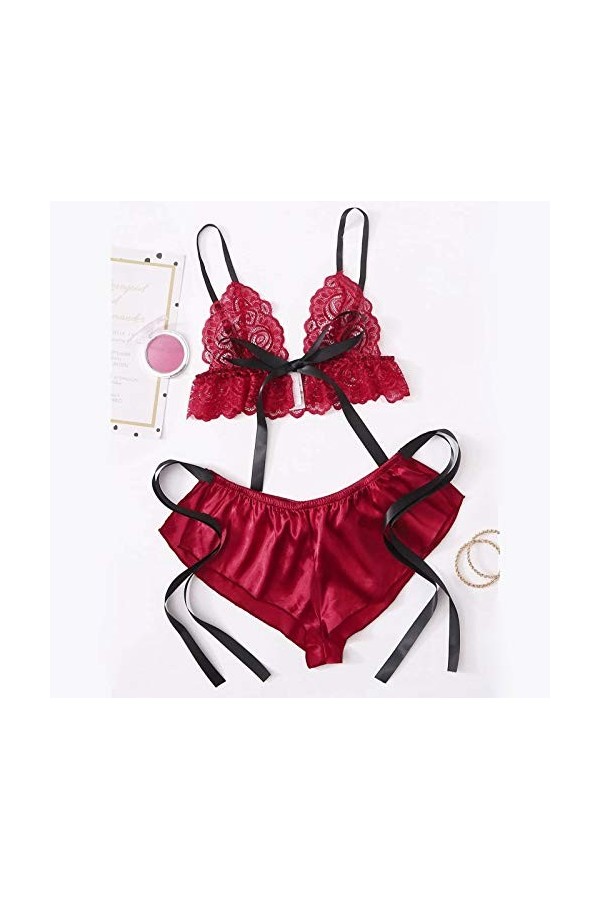 Femme Lingerie Sexy Ensemble 2 Pièce sous-Vetements Dentelle Ensemble Soutien Gorge et String Sexy Vêtements De Nuit Erotique