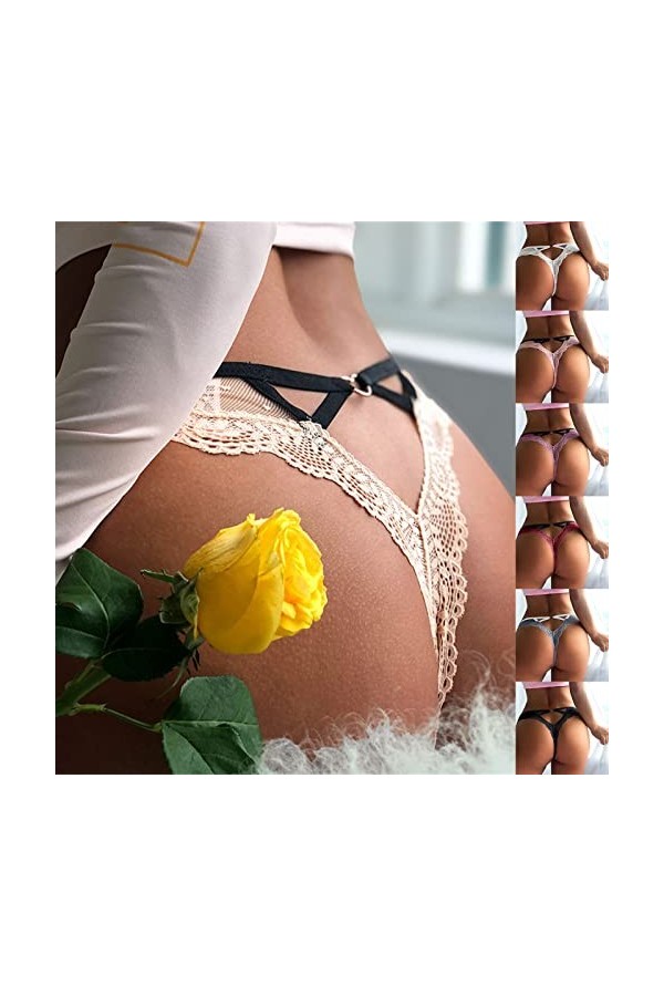 KEIZHUONIQIU G-String Tangas pour Femmes Ouvert Slip Confortable Dentelle Culottes Stretch sans Couture sous Vetement Tentati