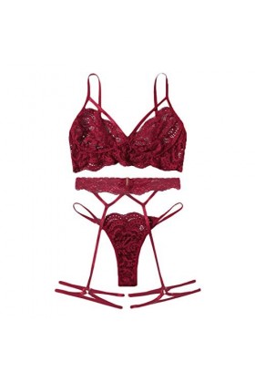 Ensemble de lingerie sexy pour femme avec bretelles et bretelles, rouge, XL