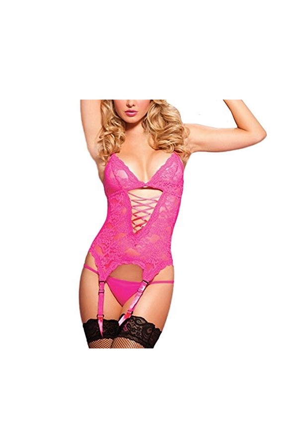 Générique Mode Sexy Dentelle sous-vêtements Plus Taille Uniformes Jarters sous-vêtements Body Manches Longues Dentelle