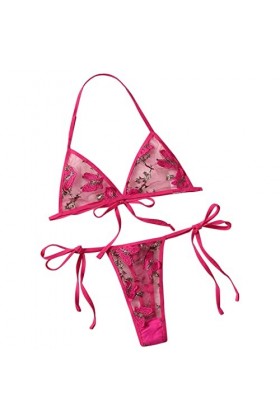 sous-vêtements érotiques Soutien-Gorge à Trois Points T Pantalon Trois Femmes brodées sous-vêtements Sexy Dentelle sous-vêtem