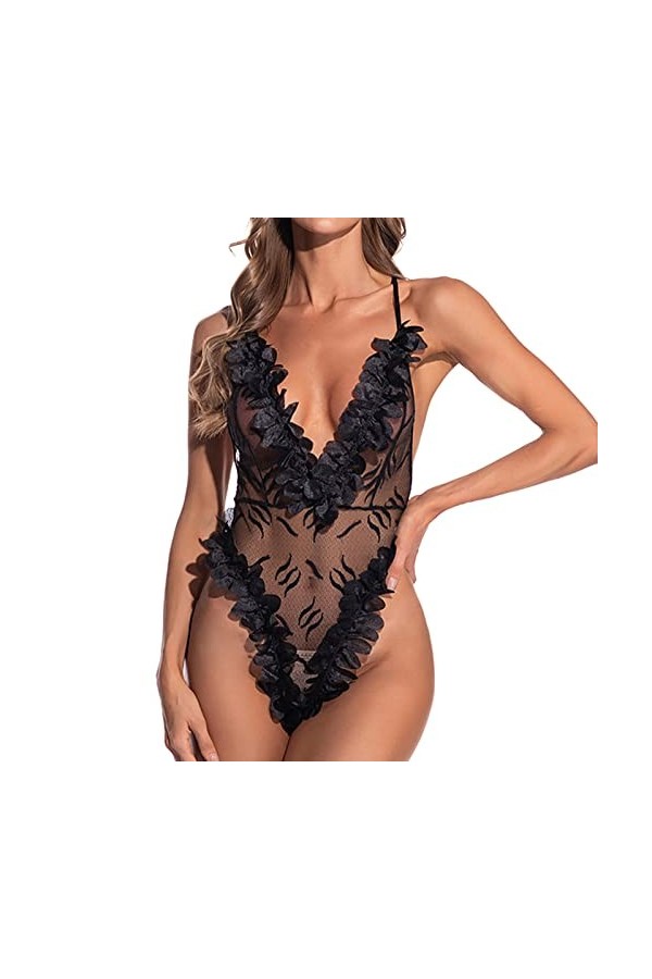 Nuisettes Sexy Femme See Through Nuisette Erotisme Col en V Profond Erothique Ensemble Sissy Érotique Nuit Dentelle Nuit Body