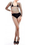 Combinaison Resille Ouverte avec Manches – Lingerie Ultra Élastique – Noir – 40-75 kg