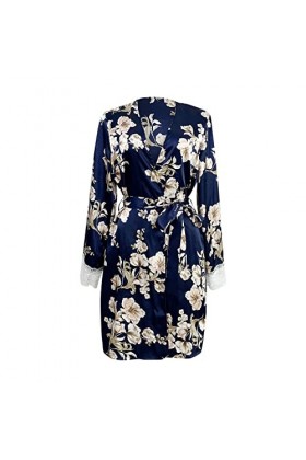 BOTCAM Ensemble de pyjama sexy en satin pour femme, bleu, M