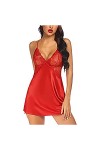HAOLEI Ensemble de Lingerie Sexy en Dentelle Robe de Nuit en Satin pour Femme - Robe de Nuit Sexy - Robe Courte - avec Bretel