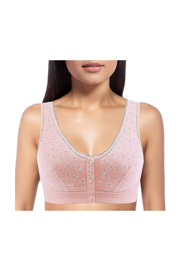 SUPTTING Soutien-Gorge en Coton Style Débardeur sans Armatures avec Bonnets Texturés Procurant Rassemblement Aération et Conf