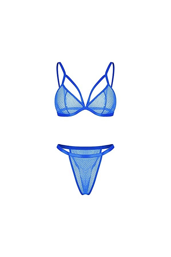 Générique Lingerie Sexy Femme Body et Combinaison Lingeries SetsPolananLaceLiving Room Girls Body Ouvert Entrejambe Blue, XX