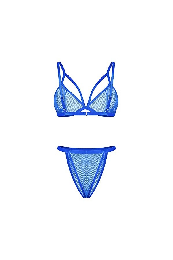Générique Lingerie Sexy Femme Body et Combinaison Lingeries SetsPolananLaceLiving Room Girls Body Ouvert Entrejambe Blue, XX