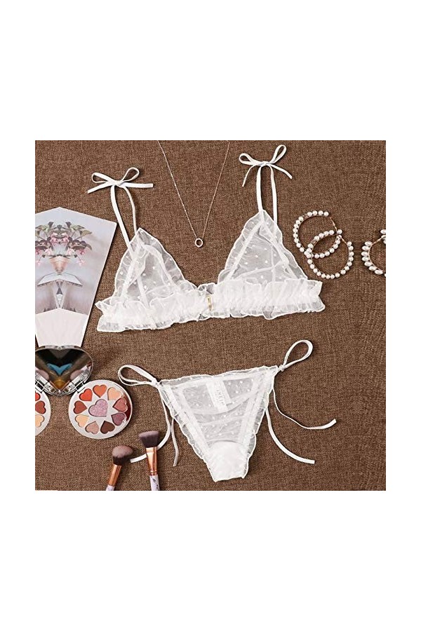 Ensemble Soutien Gorge et String Femme Sexy Lingerie Sexy Ensemble Dentelle Vêtements De Nuit 2 Pièce sous-Vetements Erotique