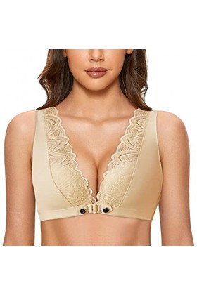 Soutien-gorge classique avec fermeture à lavant et décolleté profond pour femme - Ensemble sexy - Bralette minimizer - Sous-