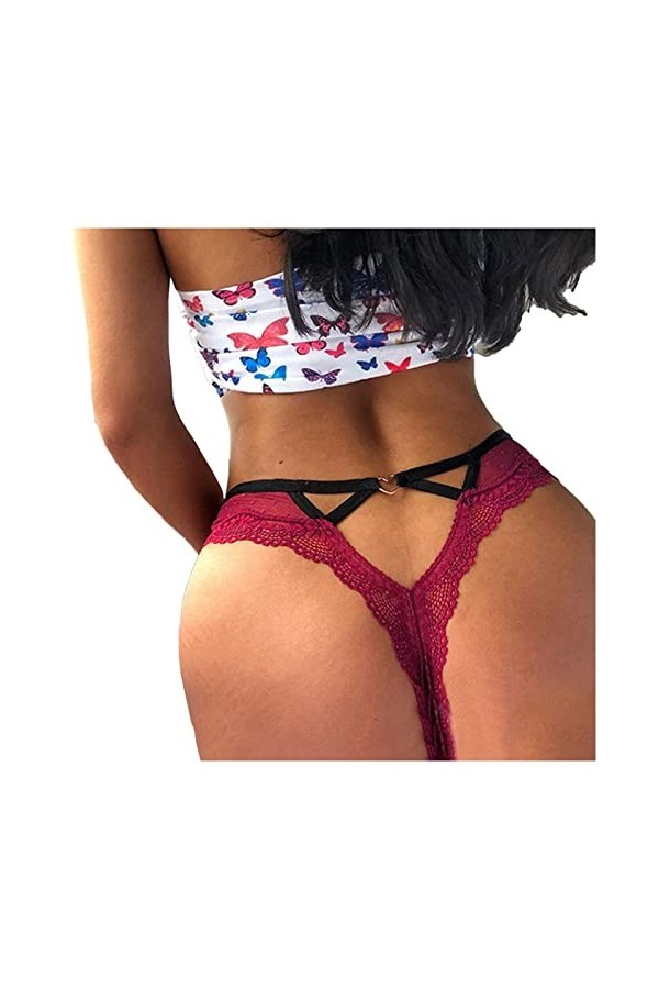 KEIZHUONIQIU G-String Tangas pour Femmes Ouvert Slip Confortable Dentelle Culottes Stretch sans Couture sous Vetement Tentati