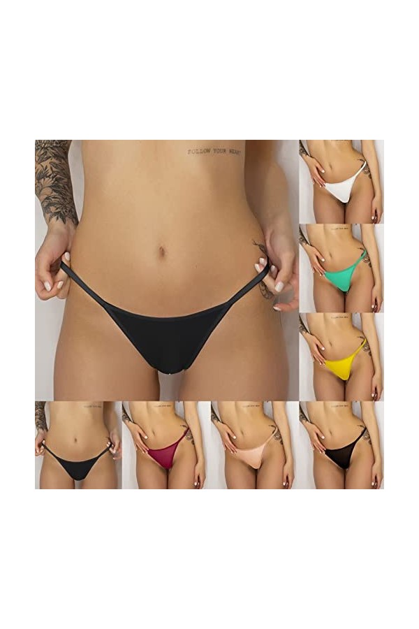 Tanga-Strings et T-Back Tangas pour Femmes Sexy Slip Respirant Dentelle Culotte Creux Out Blanc Lingerie de Coton Shorty