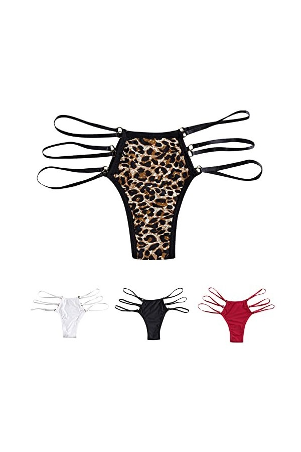 KEIZHUONIQIU en T String Ficelle Tanga pour Femme Erothique Slips Léger Crochet Dentelle Culotte Taille Basse Invisible sous-