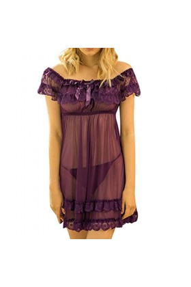 Nuisette Sexy Femme Lingerie Sexy en Dentelle Décolleté en V Sexy Teddy Robe de Nuit Femme Ensembles De Pyjama 2 Pièces Femme