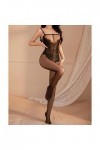 SNOMYRS Body en résille en maille pour femme Lingerie sexy en dentelle, Noir, S/L