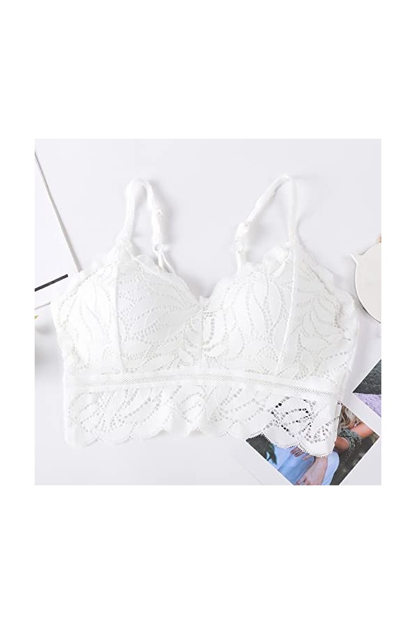 Zannycn Bra Soutien-gorge dallaitement classique pour femme - Avec dos croisé - Rembourré - Fitness - Jogging, Blanc., taill