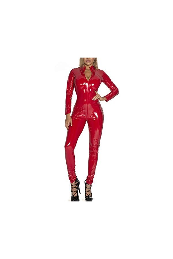 FEOYA- Femme Cuir Combinaison Sexy Costume Catwoman discothèque pôle Danse PVC Bodysuit Le Maillot de Corps Clubwear Costumes