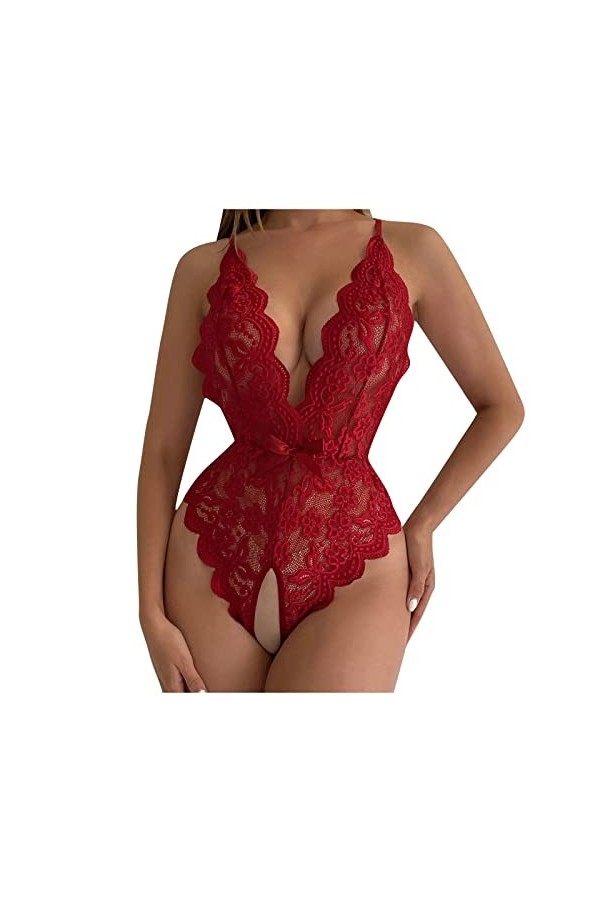 Lingerie Erothique Sexy, Femme Nuit Érotique Féminine Siamoise en Sexy V Profond Ensemble Pyjama Lingerie Ensemble Strings Fi