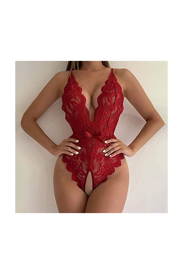 Lingerie Erothique Sexy, Femme Nuit Érotique Féminine Siamoise en Sexy V Profond Ensemble Pyjama Lingerie Ensemble Strings Fi