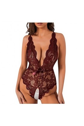 Lingerie Erothique Sexy, Femme Nuit Érotique Féminine Siamoise en Sexy V Profond Ensemble Pyjama Body Ensemble Strings Ficell