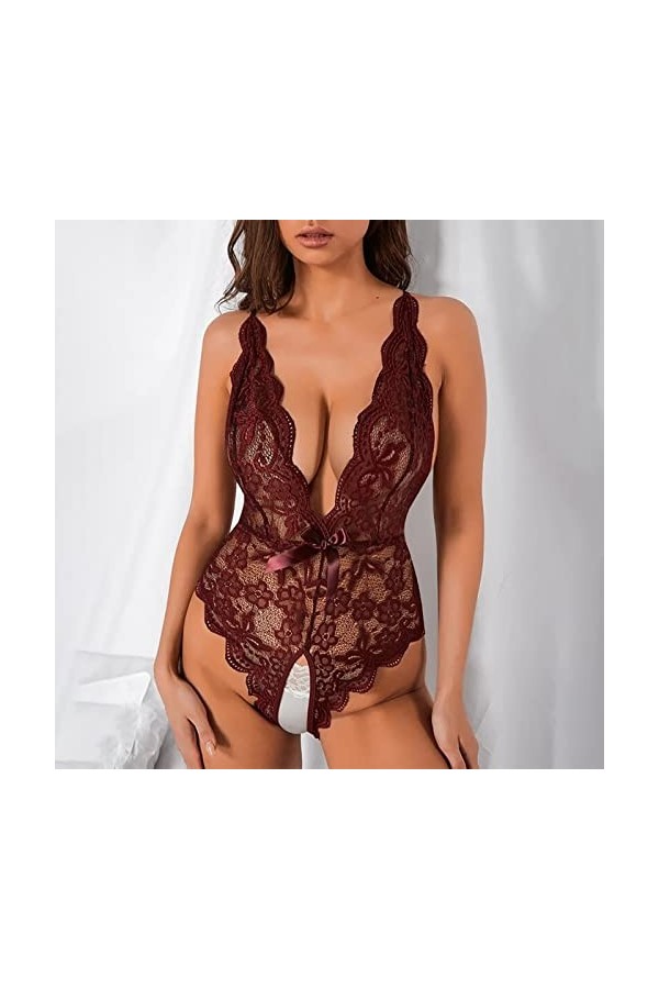 Lingerie Erothique Sexy, Femme Nuit Érotique Féminine Siamoise en Sexy V Profond Ensemble Pyjama Body Ensemble Strings Ficell