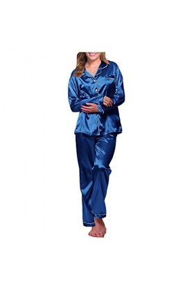 Dinnesis Vêtements de nuit Ensemble de robe Pyjama Lingerie sexy, bleu, XL