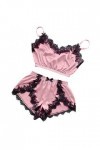 liaddkv Ensemble Femme Col V Dentelle Nourriture Cils Sexy Lingerie Enseignante, Rose, XXXL