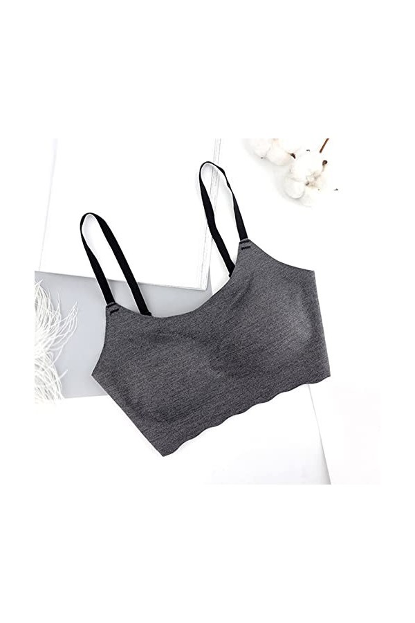 liaddkv Butterfly Beauty Soutien-gorge de sport push-up pour femme en latex sans anneau en acier, Noir , L