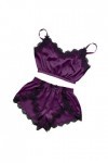 liaddkv Ensemble Femme Col V Dentelle Nourriture Cils Sexy Lingerie Enseignante, lilas, M