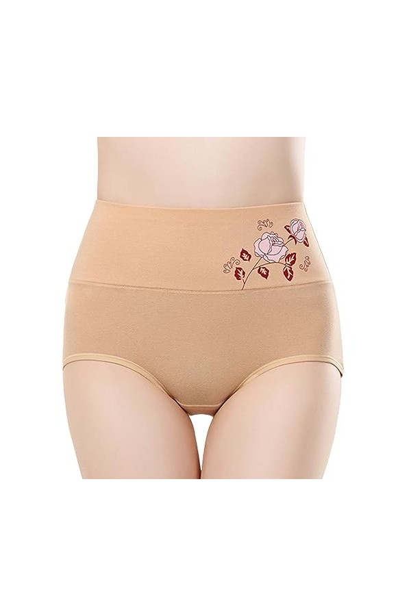 Femme Couleur Unie Taille Haute Imprimé Fleuri Grande Taille Lâche Confortable Coton Matière sous-vêtement décontracté Brassi